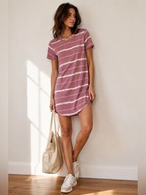 Charlotte Russe Mauve Pink and White Striped Mini Dress